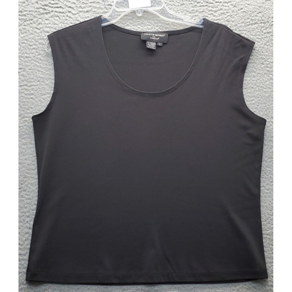 Colette Mordo for Sadimara Tank Top Womens L Black Stretch Wide Strap Scoop Neck
